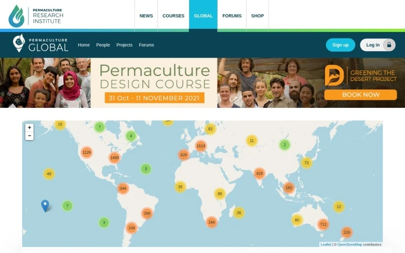 Website screenshot of Worldwide Permaculture Network